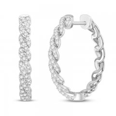 Circle of Gratitude Diamond Hoop Earrings 1/4 ct tw Round-cut 10K White Gold