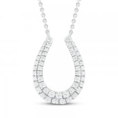 Diamond Horseshoe Necklace 1/5 ct tw Round-cut Sterling Silver 18"