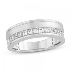 Men's Diamond Wedding Band 1/2 ct tw Round-cut 10K White Gold