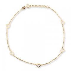 Heart Anklet 10K Yellow Gold