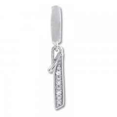 True Definition Number 1 Charm with Diamonds Sterling Silver