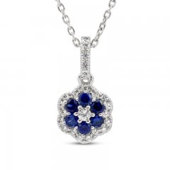 Blue/White Lab-Created Sapphire Necklace Sterling Silver 18"