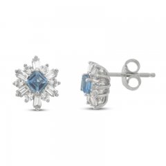 Blue Topaz & Lab-Created White Sapphire Earrings Sterling Silver