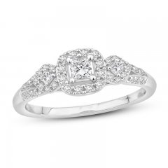 Diamond Engagement Ring 3/8 ct tw Princess/Round 10K White Gold