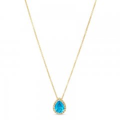 Le Vian Blue Topaz & Diamond Necklace 1/8 ct tw 14K Honey Gold 18"