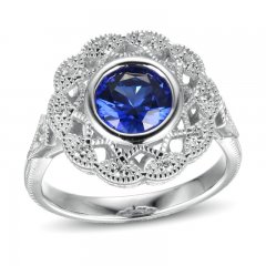 Blue/White Lab-Created Sapphire Ring Sterling Silver