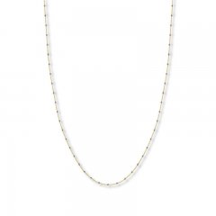 Beaded Cable Chain Necklace 14K Two-Tone Gold 24" Length