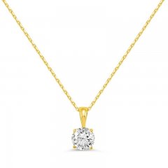 Solitaire Diamond Necklace 1 ct tw Round-cut 14K Yellow Gold 18"