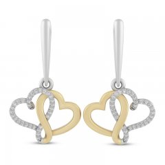 Joining Hearts Diamond Earrings 1/8 ct tw 10K Yellow Gold Sterling Silver