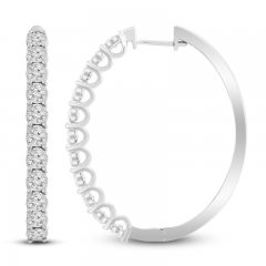 Diamond Hoop Earrings 3 ct tw Round-Cut 10K White Gold