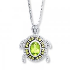 Peridot Turtle Necklace in Sterling Silver