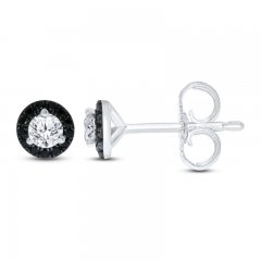 Black & White Diamond Earrings 1/2 ct tw 10K White Gold