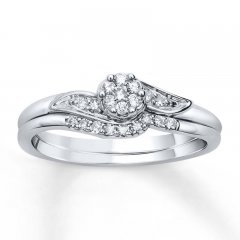 Diamond Bridal Set 1/6 ct tw Round-cut 10K White Gold