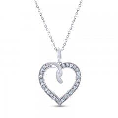 THE LEO Diamond Heart Necklace 1/3 ct tw Round-cut 14K White Gold 19"