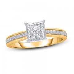 Diamond Engagement Ring 1/2 ct tw Princess/Round 18K Yellow Gold