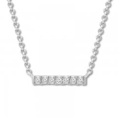 Diamond Bar Necklace 1/20 ct tw Round-cut 10K White Gold 19"