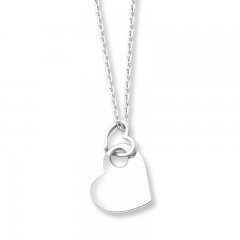 Double Heart Necklace Sterling Silver 16" Length