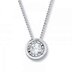 Diamond Solitaire Necklace 1/4 Carat 10K White Gold