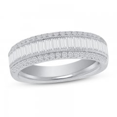 Diamond Anniversary Band 7/8 ct tw Round/Baguette 14K White Gold