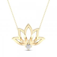 By Women For Women Diamond Lotus Necklace 1/20 ct tw 10K Yellow Gold 18"