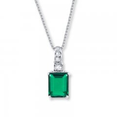 Lab-Created Emerald Sterling Silver Necklace