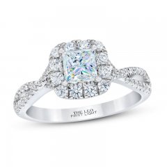 First Light Diamond Engagement Ring 1-1/8 ct tw Princess/Round 14K White Gold