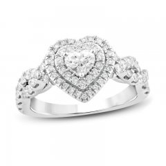 Diamond Engagement Ring 1 ct tw Heart/Round 14K White Gold