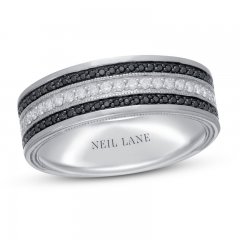 Neil Lane Men’s Black & White Diamond Wedding Band 1/2 ct tw 14K White Gold