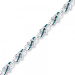 Diamond Heart Bracelet 1/6 cttw Blue/White Sterling Silver