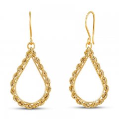 Rope Teardrop Dangle Earrings 10K Yellow Gold