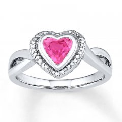 Heart Ring Lab-Created Pink Sapphire Sterling Silver