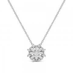 Sparks of Love Diamond Necklace 1/4 ct tw Round/Baguette Sterling Silver 18"