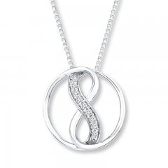 Infinity Circle Necklace 1/10 ct tw Diamonds Sterling Silver