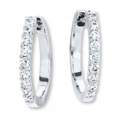 Hoop Earrings 1/2 ct tw Diamonds 14K White Gold