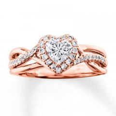 Diamond Engagement Ring 3/4 ct tw Heart/Round 14K Rose Gold