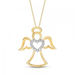 Diamond Angel Necklace 10K Yellow Gold 18"