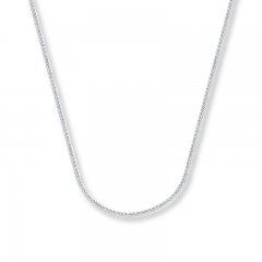 Square Wheat Chain 14K White Gold Necklace 16" Length