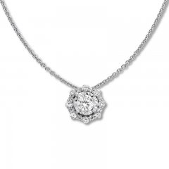 Diamond Necklace 1 ct tw Round-cut 14K White Gold