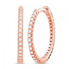 Black & White Reversible Diamond Hoop Earrings 1/3 ct tw Round-Cut 10K Rose Gold