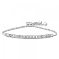 Diamond Bolo Bracelet 1/10 ct tw Round-cut Sterling Silver