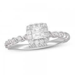 Neil Lane Diamond Engagement Ring 5/8 ct tw Princess/Round 14K White Gold