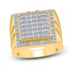 Men's Diamond Ring 2 ct tw Round-cut 10K Yellow Gold