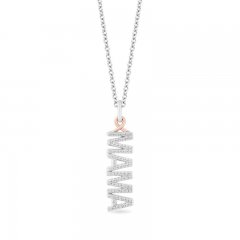 Hallmark Diamonds Mama Necklace 1/6 ct tw Sterling Silver/10K Rose Gold 18"