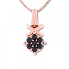 Black Diamond Necklace 1/5 ct tw Round-cut 10K Rose Gold