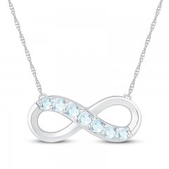 Infinity Necklace Natural Aquamarines 10K White Gold