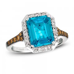 Le Vian Blue Topaz Ring 1/3 ct tw Diamonds 14K Vanilla Gold