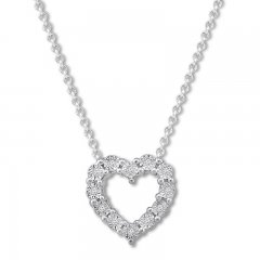 Diamond Heart Necklace Sterling Silver