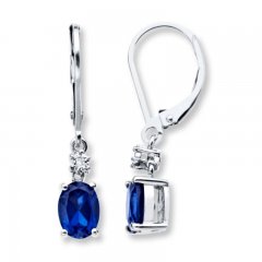 Lab-Created Sapphire Earrings with Diamonds Sterling Silver