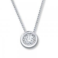 Diamond Necklace 1/6 Carat Round-cut 10K White Gold