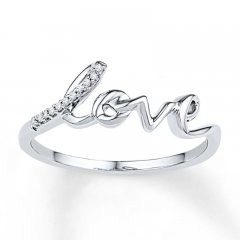 Love Ring Diamond Accents Sterling Silver